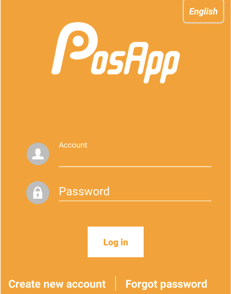 PosApp log in interface